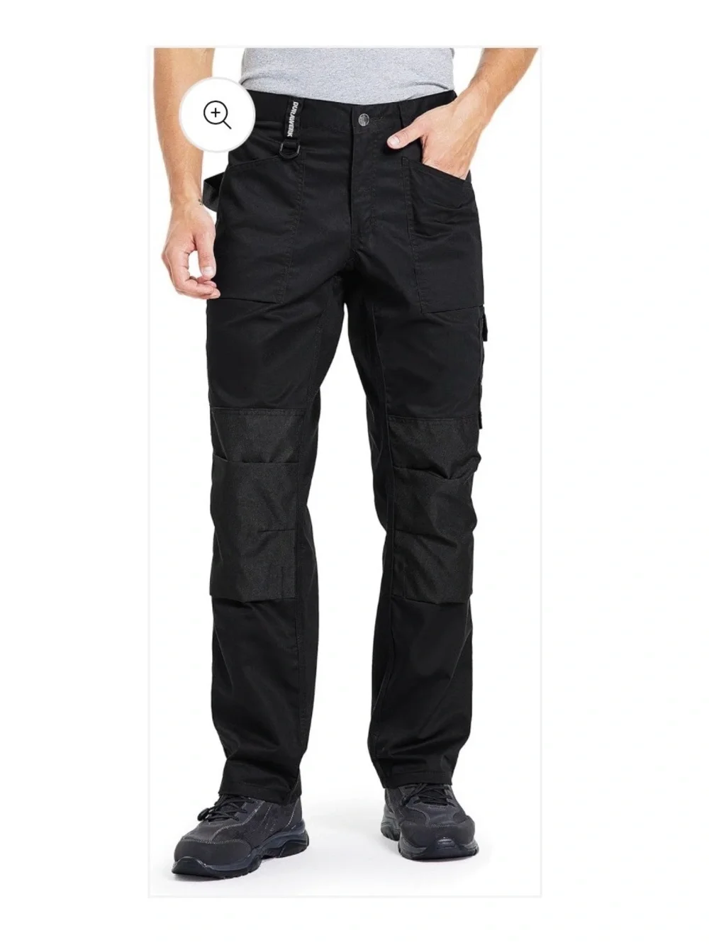Men's Black Tactical Cargo Pants with Reinforced Knees 36/30